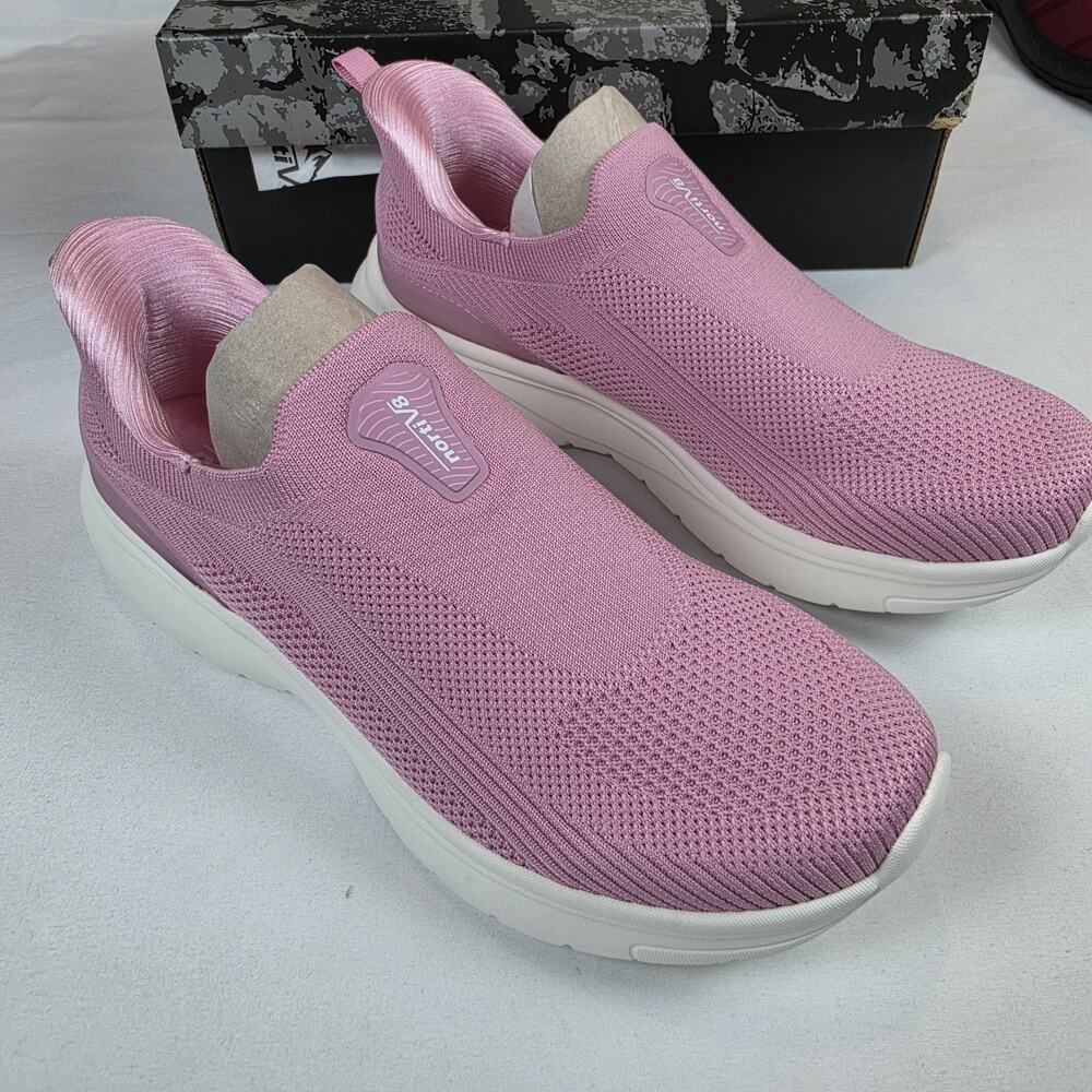 Nortiv 8 Women's Slip On Walking Sneakers Pink Knit Comfort Shoes Size 8 NIB